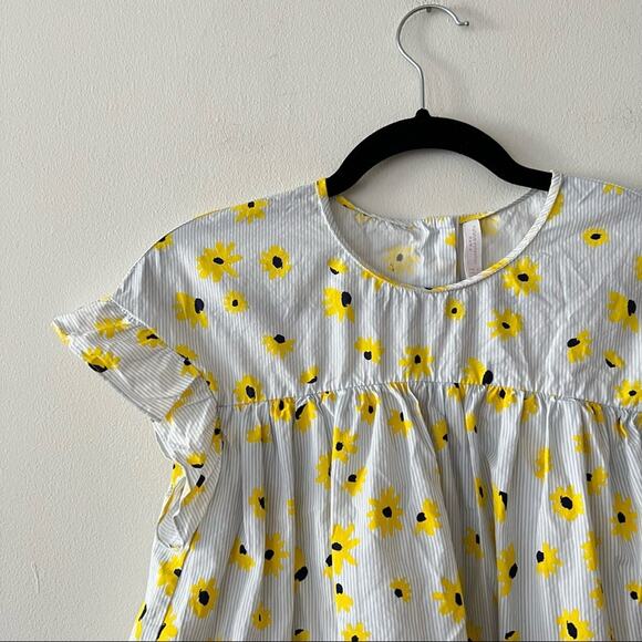 Zara Yellow Floral Print Tiered Ruffle Blouse - Picture 6 of 9